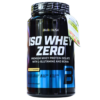 Envase de proteína en polvo Iso Whey Zero de BioTechUSA, que contiene aislado de proteína de suero, L-glutamina y BCAAs. Presenta un diseño moderno y atractivo en tonos azul y negro, ideal para quienes buscan una opción nutritiva y de alta calidad para complementar su dieta. Sin gluten, sin azúcares añadidos y con un sabor delicioso, perfecto para deportistas y entusiastas del fitness.