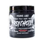 Suplemento dietético P.SYCHOTIC de Insane Labz, sabor sandía. Envase de 25 porciones diseñado para mejorar energía, concentración y rendimiento durante el entrenamiento. Ideal para quienes buscan un impulso antes del ejercicio.