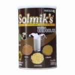 Producto Solmik's en presentación de 500 gramos, bebida a base de proteína de soya, cebada y chocho, sabor chocolate. Ideal para preparar batidos nutritivos y saludables. Perfecto para quienes buscan una alternativa vegetal rica en proteínas.