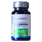 Suplemento de selenio de alta potencia de Nutrifit, con 50 mcg por tableta. Envase de 100 tabletas, diseñado para apoyar la salud del sistema inmunológico y mejorar la función prostática. Ideal para quienes buscan complementar su dieta con antioxidantes esenciales.