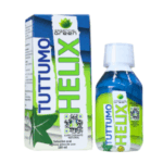 Tuttumo Helix es un expectorante natural presentado en un frasco de 180 ml. Su fórmula a base de ingredientes naturales está diseñada para ayudar en la salud respiratoria. Ideal para quienes buscan un alivio efectivo y seguro. El producto incluye un código QR para obtener más información sobre su uso y beneficios.