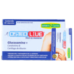 Suplemento Osteo Live de Nature's Garden, que contiene 60 cápsulas de glucosamina, condroitina y cartílago de tiburón. Diseñado para la prevención y tratamiento de la artritis, mejora la producción de colágeno en los cartílagos y proporciona elasticidad y resistencia articular. Ideal para quienes buscan mantener la salud de sus articulaciones y mejorar la movilidad.