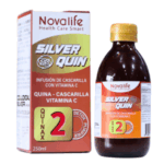 Infusión Silver Quin de Novalife, presentación de 250 ml. Contiene extracto de quina, cascarilla y vitamina C, ideal para detoxificación y purificación del organismo. Aporta beneficios antioxidantes y refuerza el sistema inmunológico. Perfecto para quienes buscan mejorar su salud de manera natural.