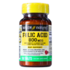 Suplemento de ácido fólico Mason Natural de 800 mcg en frasco de 100 tabletas. Este producto está diseñado para apoyar la salud de las mujeres en edad fértil y la salud cardiovascular. Ideal para quienes buscan complementar su dieta con ácido fólico, esencial para el desarrollo celular y la prevención de defectos congénitos.