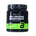 Envase de suplemento alimenticio 100% Creatina Monohidratada de BioTechUSA, 200 gramos, sin sabor, ideal para mejorar el rendimiento deportivo y aumentar la masa muscular.