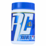 Suplemento dietético RC Tribulus, presentado en un envase de 120 cápsulas. Este producto está diseñado para potenciar el rendimiento físico y mejorar la libido. Ideal para deportistas y personas que buscan aumentar su energía y fuerza. Contiene extracto de tribulus terrestris, conocido por sus propiedades naturales.