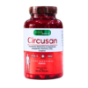 Suplemento alimenticio Circusan en cápsulas, formulado con zarzaparrilla, vitamina C, zinc y licopeno. Diseñado para promover la salud de los vasos sanguíneos. Contiene 30 cápsulas de 800 mg cada una. Ideal para fortalecer el sistema inmunológico y mejorar la circulación.
