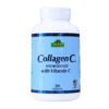 Botella de Collagen C de ALFA, que contiene 200 cápsulas de hidrolizado de colágeno con vitamina C. Este suplemento es ideal para mejorar la salud de la piel, fortalecer las articulaciones y promover la elasticidad. Su fórmula combinada ayuda en la producción natural de colágeno en el organismo, contribuyendo a un envejecimiento saludable.