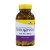 Botella de suplemento alimenticio de fenogreco, que contiene 100 cápsulas de 600 mg cada una. Producto de la marca Bosser, ideal para quienes buscan mejorar su salud digestiva y hormonal. El fenogreco es conocido por sus propiedades beneficiosas.