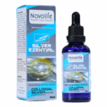 Suplemento de plata coloidal Silver Ezential de Novalife, presentado en un envase de 50 ml. Este producto está diseñado para promover la salud y el bienestar, utilizando agua mineral natural sin gas y plata coloidal. Ideal para quienes buscan alternativas naturales en su cuidado diario.