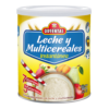 Imagen de un envase de 400 gramos de Leche y Multicereales Instantánea de la marca Oriental. Este producto combina leche con una mezcla de cereales, aportando 7 vitaminas y 5 minerales esenciales. Ideal para un desayuno nutritivo y rápido, se presenta con colores llamativos y una ilustración de frutas como fresas y peras. Perfecto para quienes buscan una opción saludable y deliciosa.