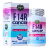 Suplemento alimenticio F14R Concept de Julguern, que contiene guayusa, sauzgatillo y maca. Presentado en un frasco de 90 tabletas, cada una con un total de 800 mg. Este producto está diseñado para mejorar el bienestar general y se recomienda tomar vía oral. Ideal para quienes buscan un impulso natural en su salud.
