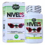 Suplemento natural Nivel's de Anacardium Occidentale, presentado en un frasco de 90 tabletas de 600 mg. Este producto está diseñado para la desintoxicación y purificación de la sangre, contribuyendo a regular los niveles de colesterol y triglicéridos. Indicado para uso oral, Nivel's es un producto de origen natural que promueve la salud cardiovascular. Ideal para quienes buscan alternativas naturales para mejorar su bienestar.
