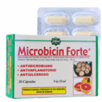 Microbicin Forte es un suplemento natural que contiene ingredientes como Citrus paradisi y Taraxacum officinale, conocidos por sus propiedades antimicrobianas, antiinflamatorias y antiulcerosas. Este producto se presenta en una caja que contiene 30 cápsulas, ideal para el uso oral. Fabricado en Ecuador, Microbicin Forte es una opción para quienes buscan mejorar su salud digestiva y fortalecer su sistema inmunológico.