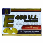 Suplemento vitamínico E 400 U.I. en cápsulas blandas de Living Natural. Contiene 30 cápsulas con un peso neto de 450 g. Elaborado con vitamina E sintética y aceite de soya, este producto es ideal para complementar la dieta y promover la salud celular. Perfecto para quienes buscan beneficios antioxidantes y mejorar su bienestar general.