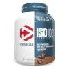 Envase de proteína en polvo Dymatize ISO100, con 25 gramos de proteína por porción, 5.5 gramos de BCAA y 2.6 gramos de leucina. Este suplemento nutricional es ideal para la recuperación muscular y el desarrollo de masa magra. Contiene 71 porciones y está formulado con aislado de proteína de suero 100% hidrolizado, lo que garantiza una rápida absorción. Perfecto para deportistas y personas activ