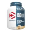 Envase de proteína en polvo Dymatize ISO100 Hydrolyzed, con 25 g de proteína, 5.5 g de BCAAs y 2.6 g de azúcar por porción. Ideal para quienes buscan un suplemento de proteína de suero de leche de alta calidad, con 76 porciones por envase. Perfecto para aumentar masa muscular y recuperación post-entrenamiento.