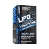 Suplemento dietético Lipo 6 Black Nighttime de Nutrex, diseñado para la pérdida de peso nocturna y el apoyo al sueño. Presentado en una caja de 30 cápsulas negras, este producto se destaca por su fórmula concentrada que promueve un metabolismo eficaz mientras descansas. Ideal para quienes buscan optimizar su rutina de pérdida de peso, facilitando un sueño reparador.