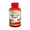 Suplemento de vinagre de manzana de 1100 mg de la marca Herbalmax. Frasco rojo con tapa, diseñado para promover la salud y el bienestar. Contiene 120 cápsulas que facilitan la ingesta de vinagre de manzana, conocido por sus beneficios digestivos y para el control de peso. Ideal para quienes buscan incorporar este ingrediente natural en su dieta diaria.
