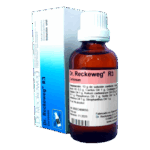 Frasco de solución homeopática Dr. Reckeweg R3, utilizado para el tratamiento de problemas relacionados con el hígado y la vesícula biliar. El envase incluye información sobre su composición y modo de uso. Ideal para quienes buscan alternativas naturales en su bienestar.