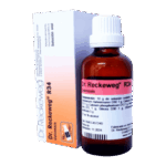 Frasco de Dr. Reckeweg R34, un medicamento homeopático en solución oral, presentado en un envase de vidrio ámbar con tapa blanca. La etiqueta destaca su composición y uso, mientras que la caja incluye información adicional sobre el producto. Ideal para quienes buscan alternativas naturales para el bienestar.